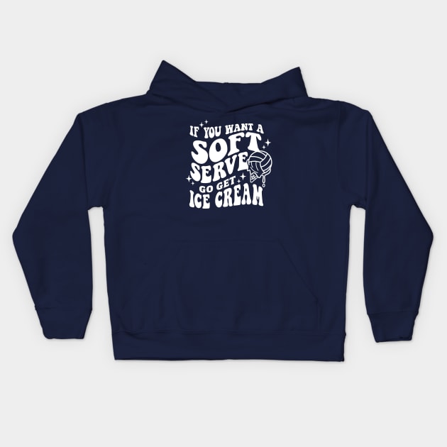 Soft Serve Volleyball (white text) Kids Hoodie by KayBee Gift Shop